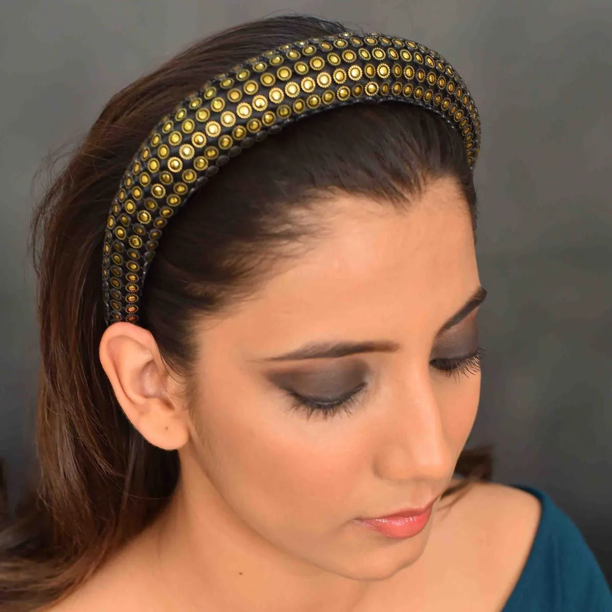 YoungWildFree Golden Dotted Padded Statement Hair Band