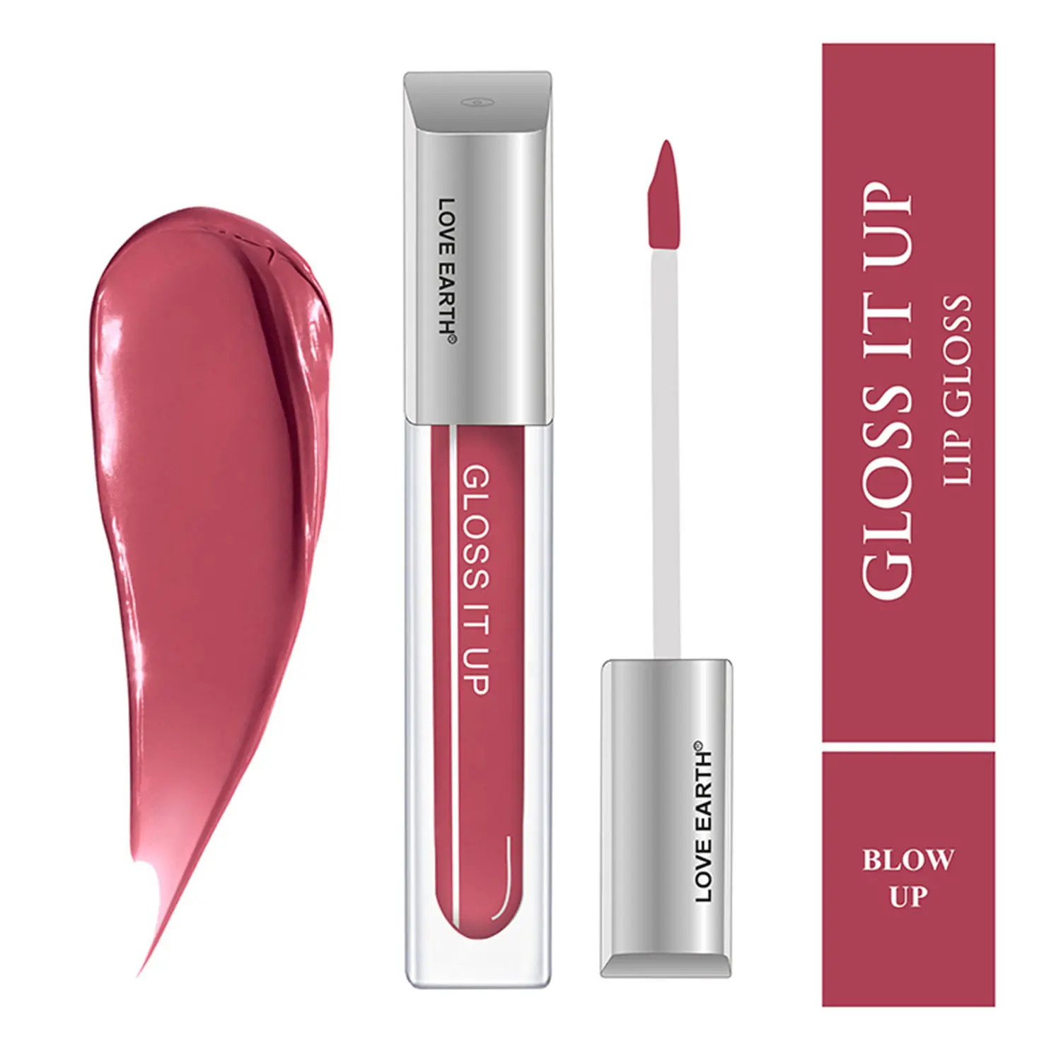 Love Earth Liquid Lip Gloss -Blow Up For Soft & Dewy Lips Enriched with Vitamin E & Almond Oil Lip Color For Glossy Look |Lightweight Non Sticky Lip shiner For Moisturizing Lips (Dark Pink) 3ml