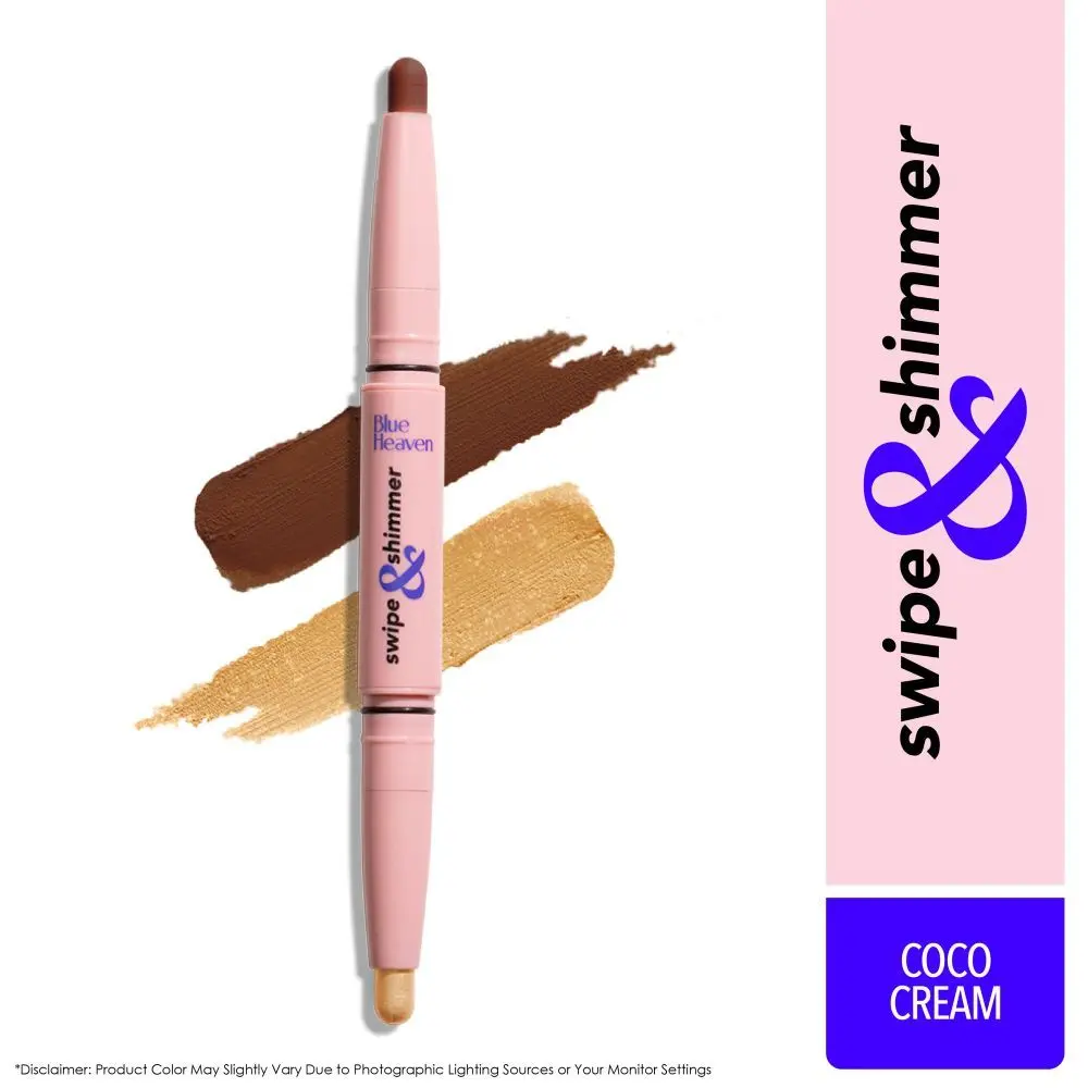 Blue Heaven Swipe & Shimmer Long Lasting Non Transfer Eyeshadow Stick | Matte & Matallic Shades , Coco Cream (3 g)