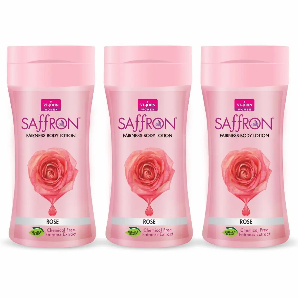 VI - JOHN Women Rose Skin -Ageing Non greasy Chemical Free Fairness Extract Saffron Fairness Body Lotion Enriched with Vitamin E, moisturizes skin upto 48 hour(pack of 3,250 Ml each)