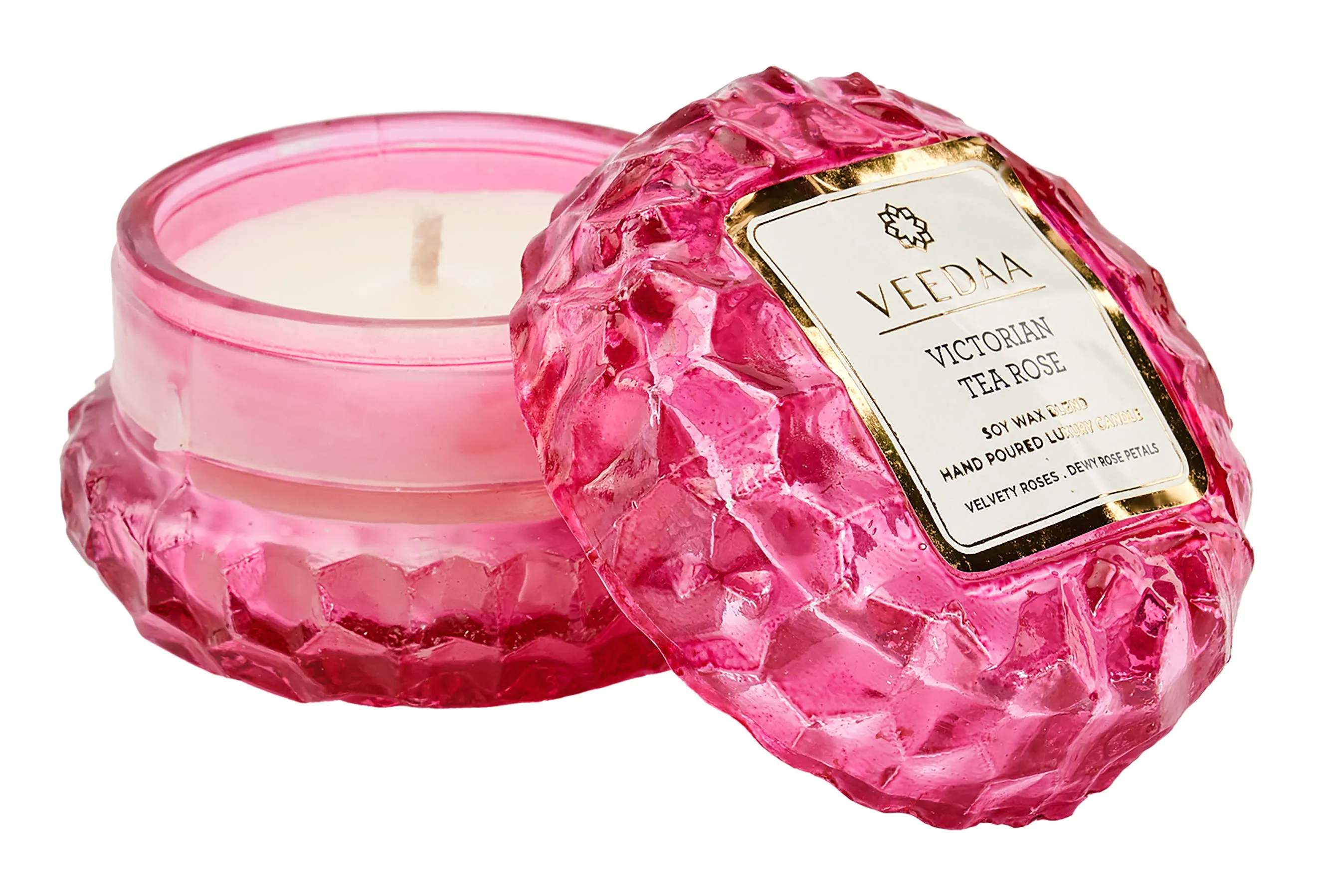 Veedaa Victorian Tea Rose Crystal Glass Scented Candle