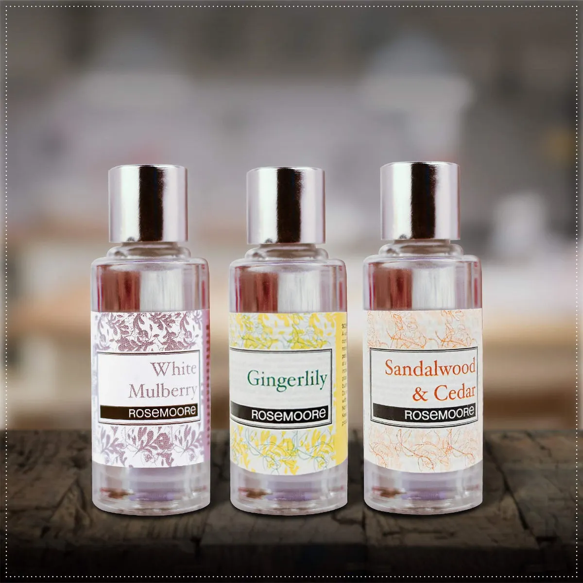 Rosemoore Aroma Diffuser Oil Pack Of 3 Gingerlily Sandalwood & Cedar White Mulberry