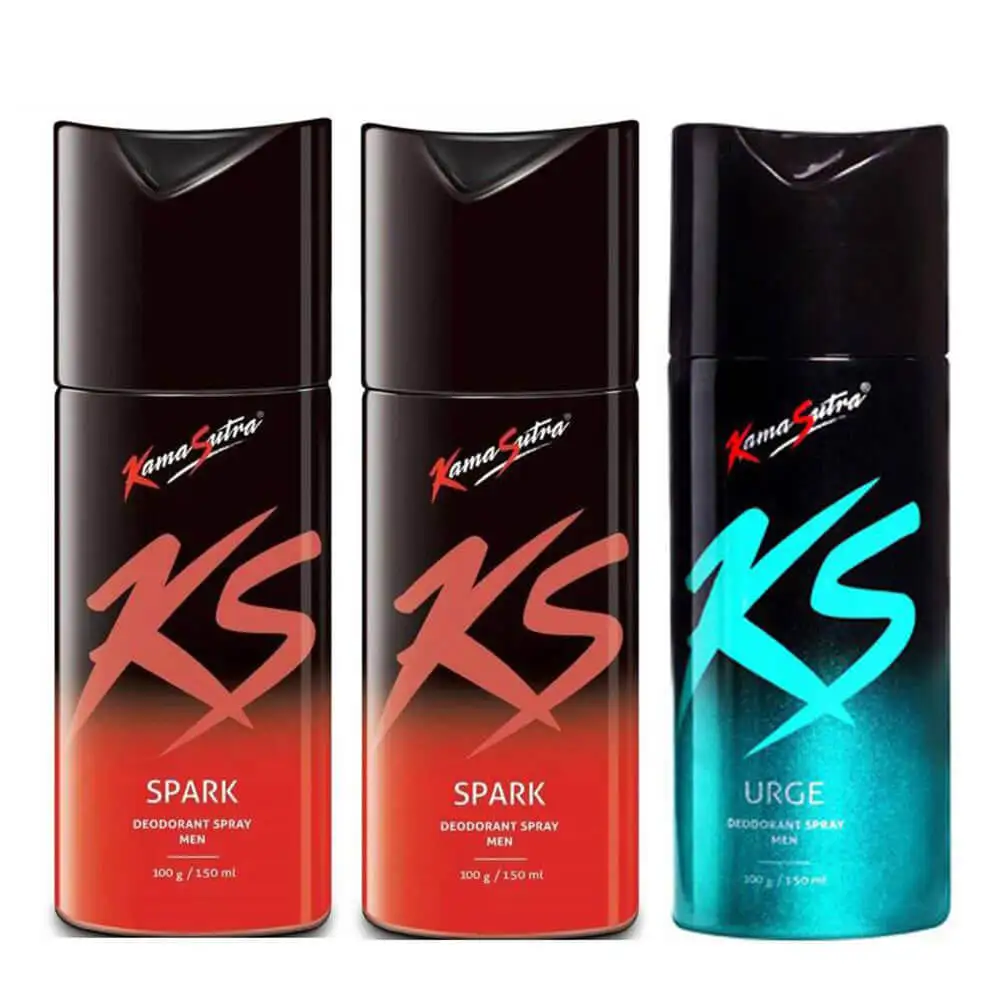 Kamasutra 2 Spark 1 Urge Deo Combo of 3,  150 ml  for Men