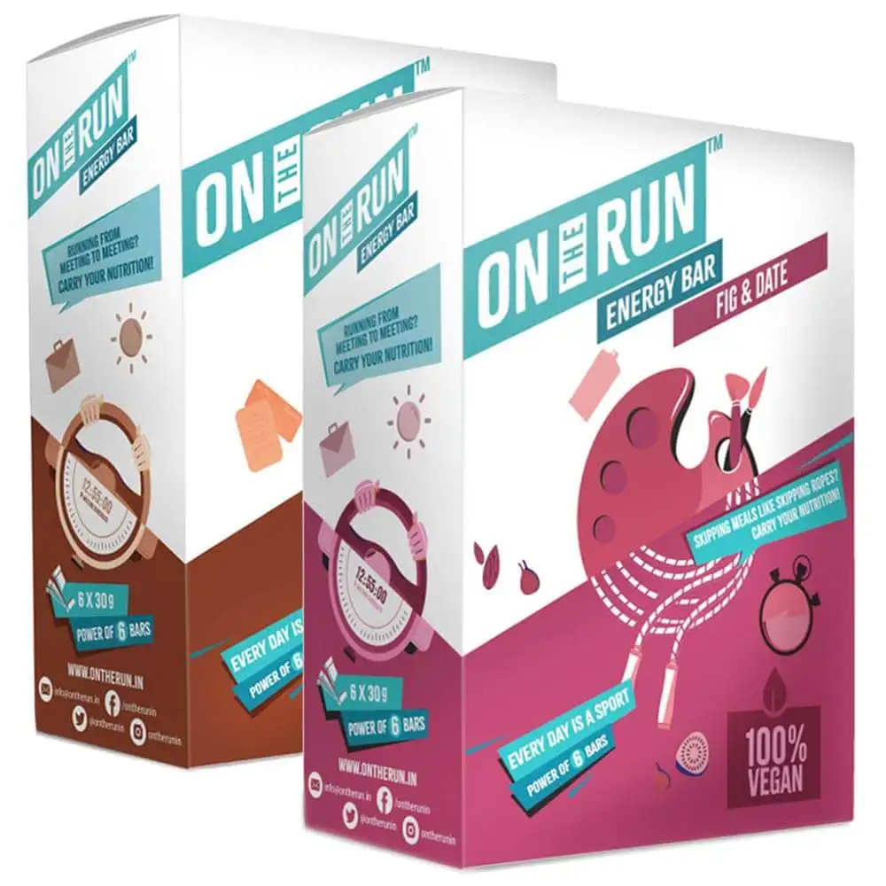 On The Run Energy Bar Combo,  6 Piece(s)/Pack  Choco Crunch + Fig & Date