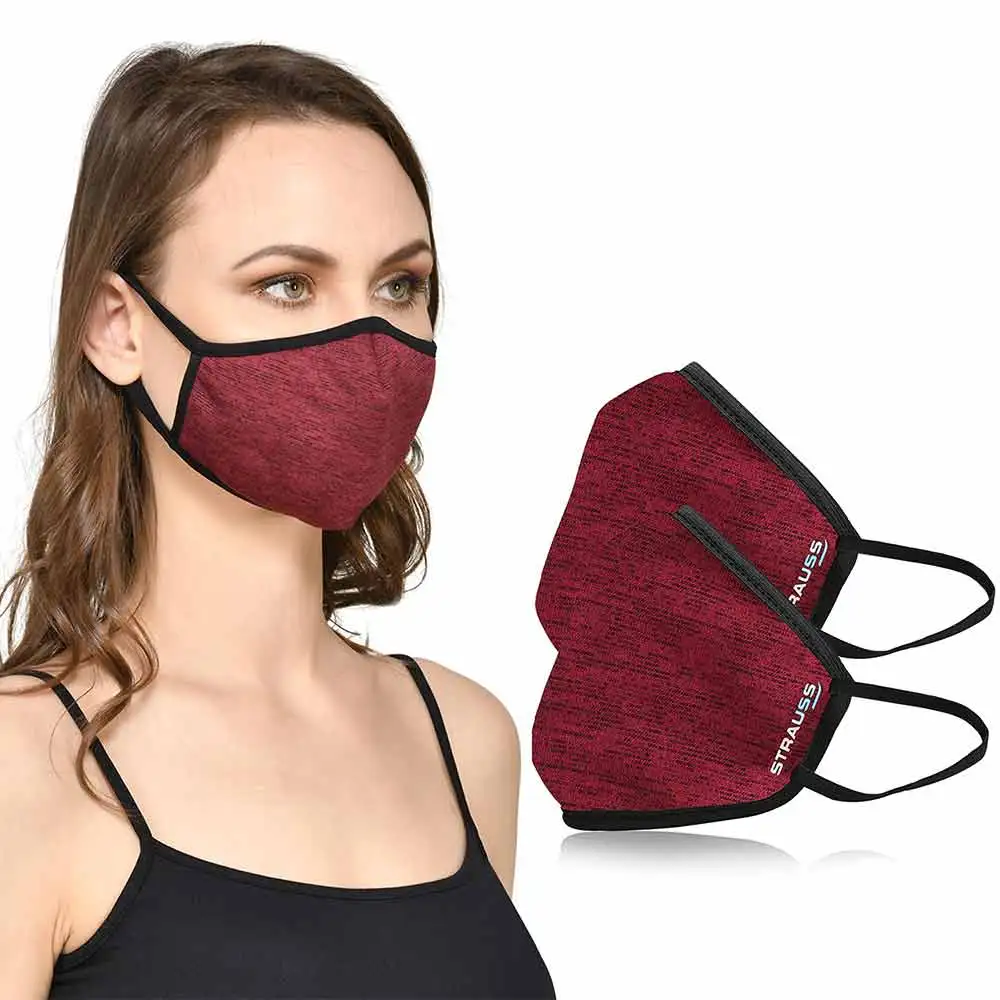 Strauss Unisex Anti-Bacterial Protection Mask,  Non Vent, Large, Red (Pack of 2)