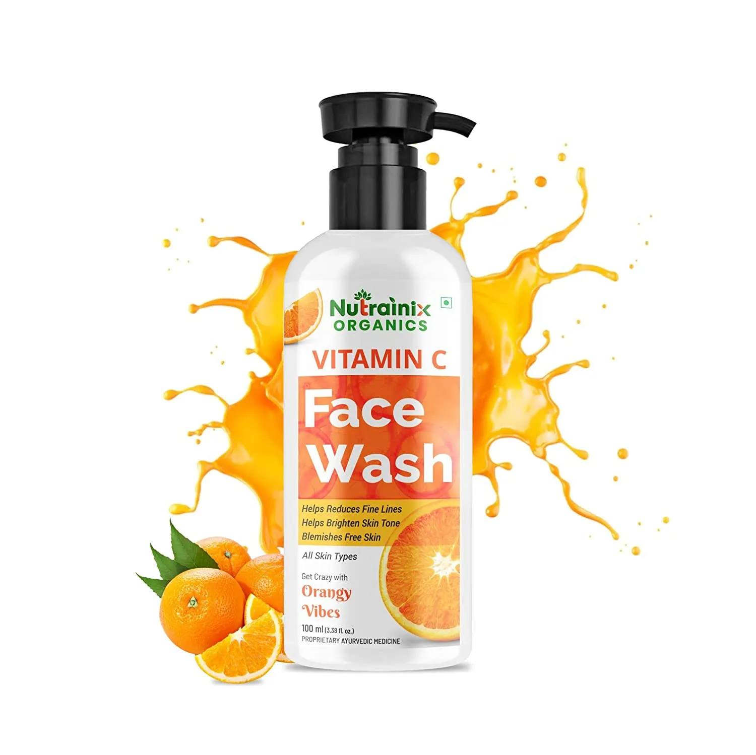 Nutrainix Organics Vitamin C Face Wash For Men And Women Suitable For All Skin Types Orange Flavour