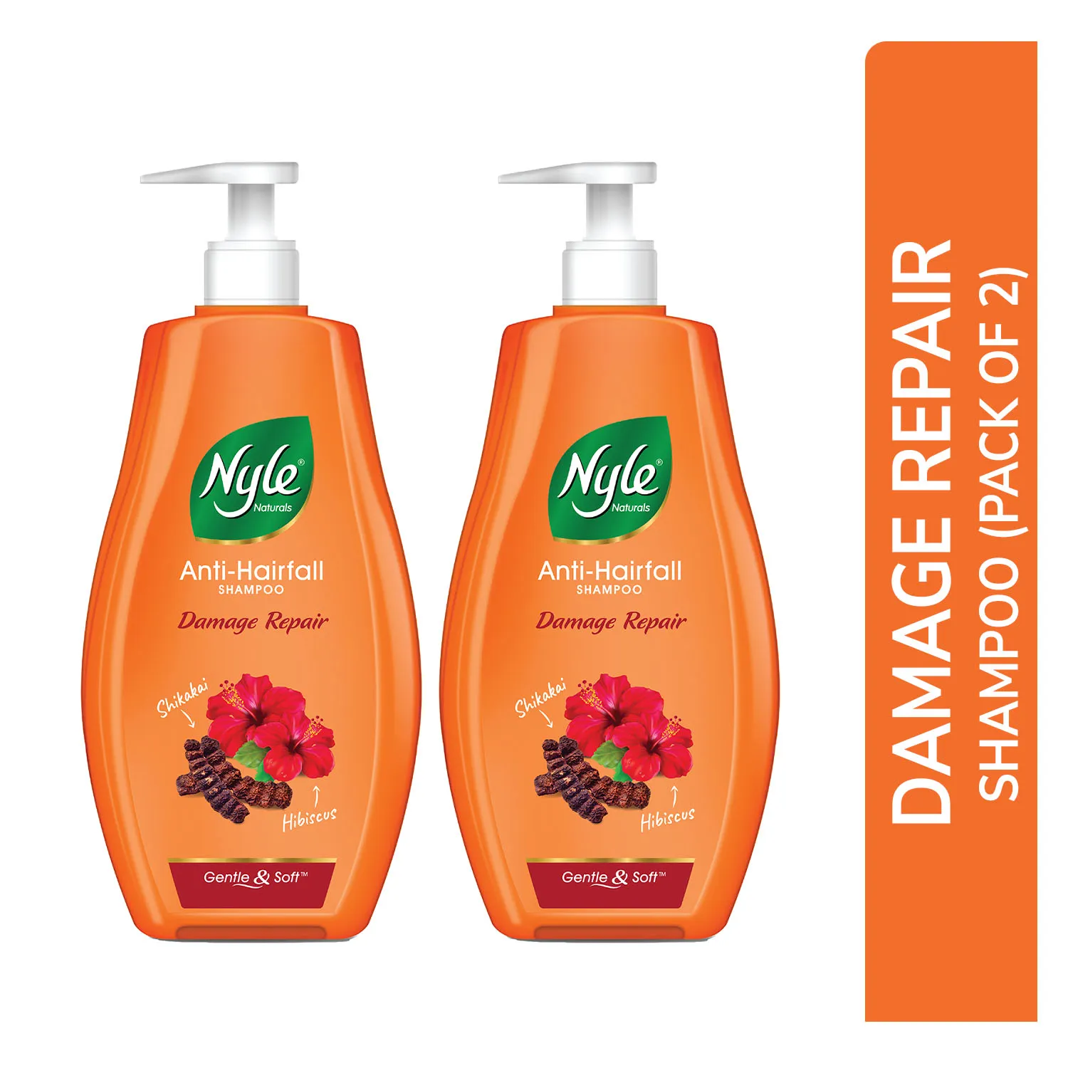 Nyle Naturals Damage Repair Anti Hairfall Shampoo with Shikakai & Hibiscus - Pack of 2