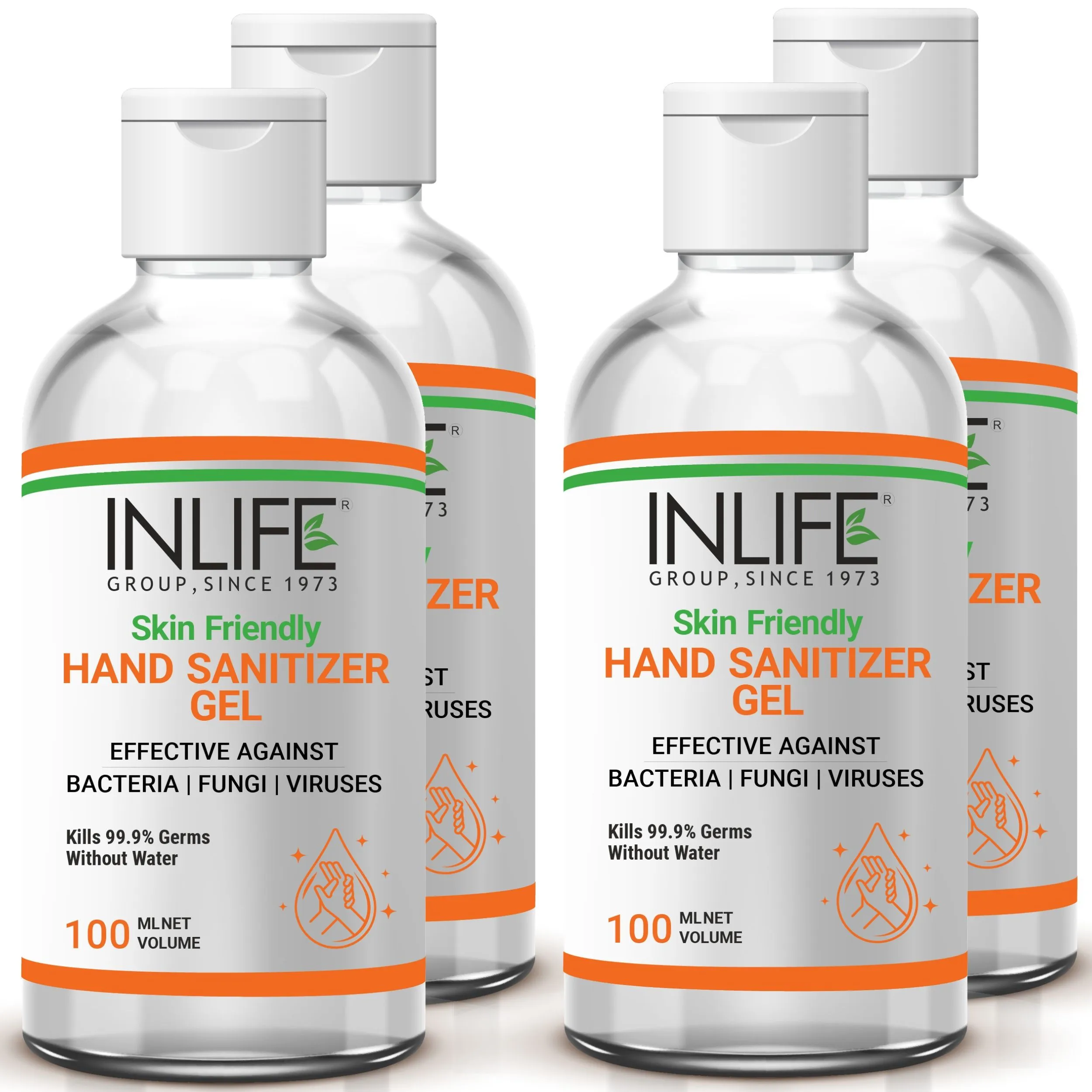 INLIFE Skin Friendly Hand Sanitizer Gel - Pack of 4