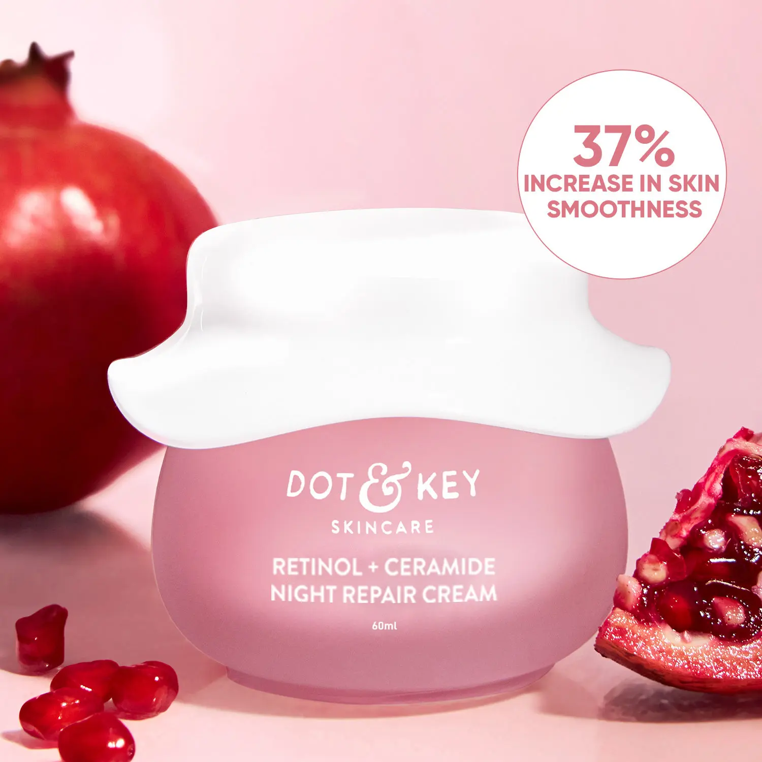 Dot & Key Night  Retinol + CeramideA Night Repair CreamA | Hibiscus & Pomegranate Oil | Reduces Fine Lines & Wrinkles Lift Face Moisturizer With Hyaluronic Acid & Ceramides | 60ml