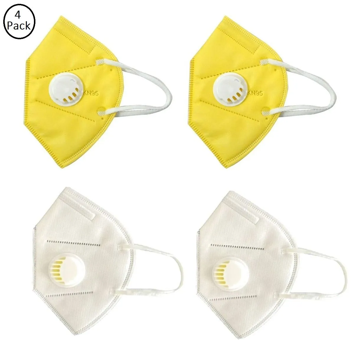 OOMPH Pack of 4 Anti-Pollution Reusable 5 Layer Mask - White Yellow