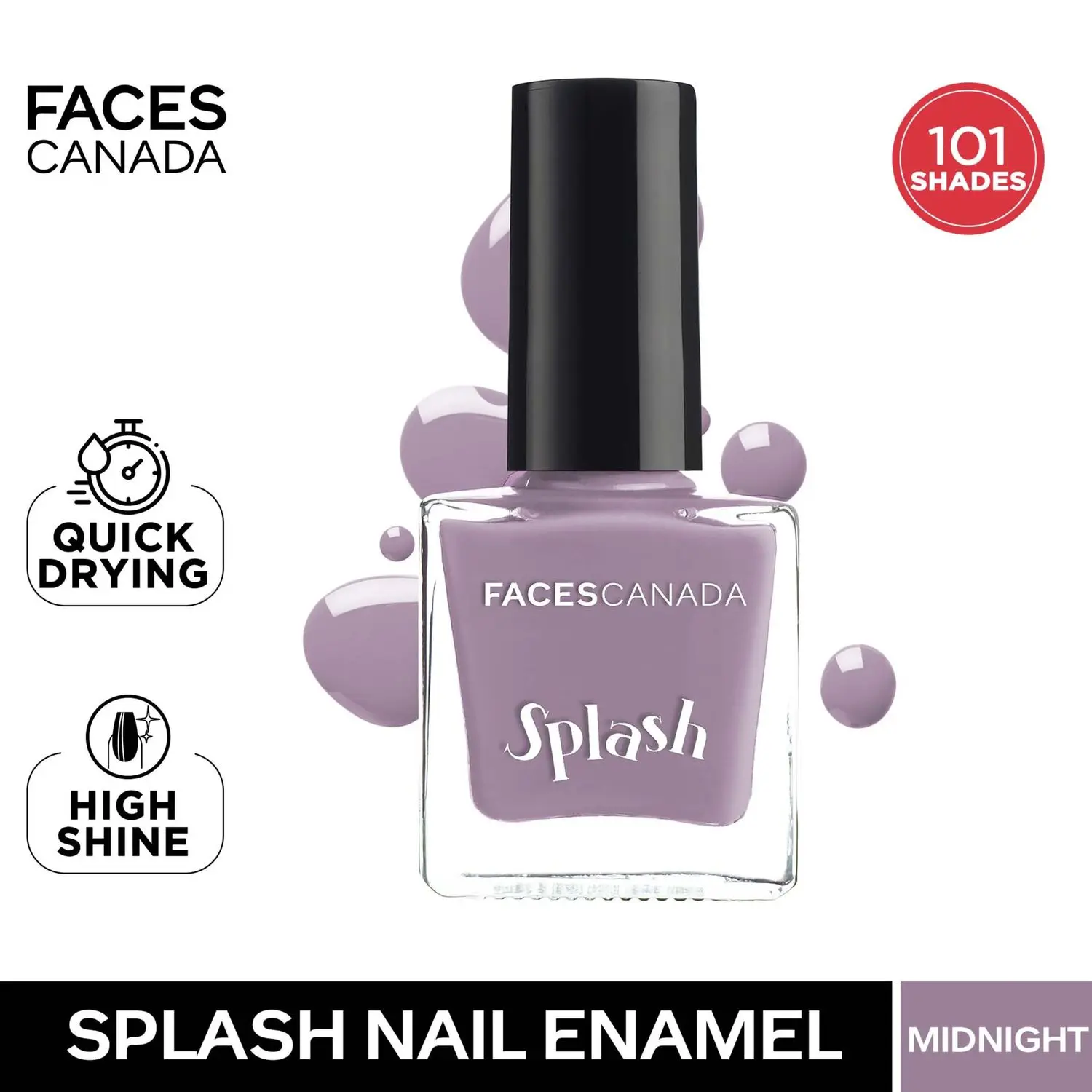 Faces Canada Ultime pro Splash Nail Enamel | Fast Dry | High Shine | Long Lasting | No Chip Formula | No Harmful Chemicals | Shade - Midnight 8ml