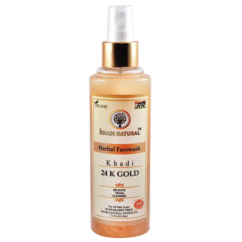 Khadi Natural 24 K Gold Herbal Facewash,  210 ml  for All Skin Types