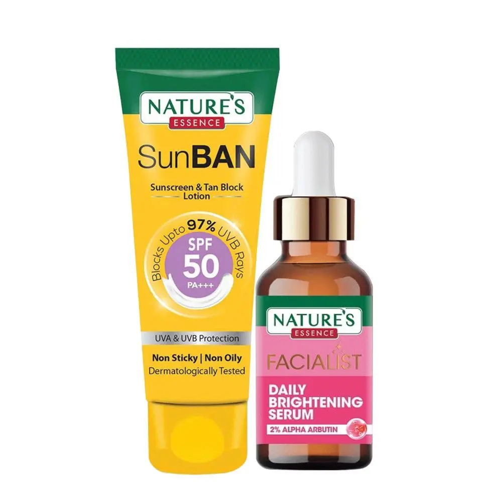 Nature Essence Daily Brightening Combo - Alpha Arbutin Serum + Sunscreen