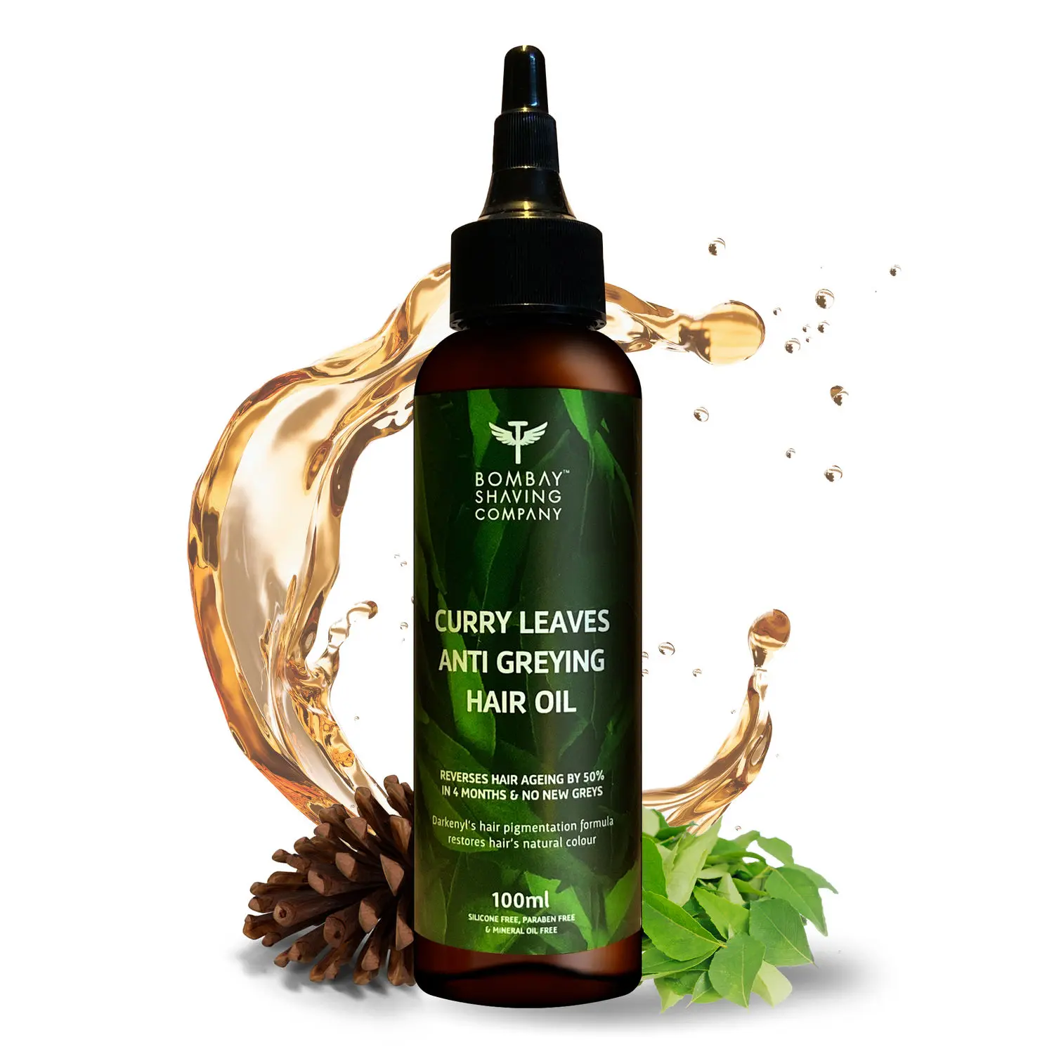 Bombay Shaving Company Anti Greying Hair Oil With Curry Leaves and Darkenyl (100 ml)