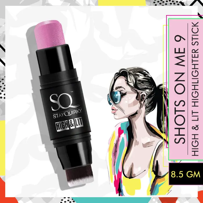 Stay Quirky High & Lit Highlighter stick|Shimmer| Long Lasting| Lightweight| Blendable| Intense Pigment- Shots on me 9