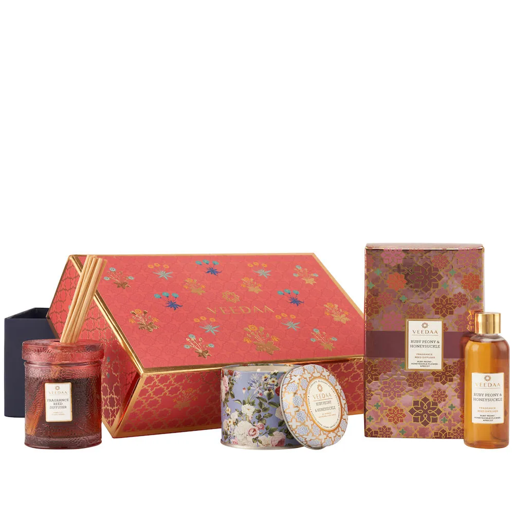 Veedaa Candles Ruby Peony & Honeysuckle Duo Gift Set