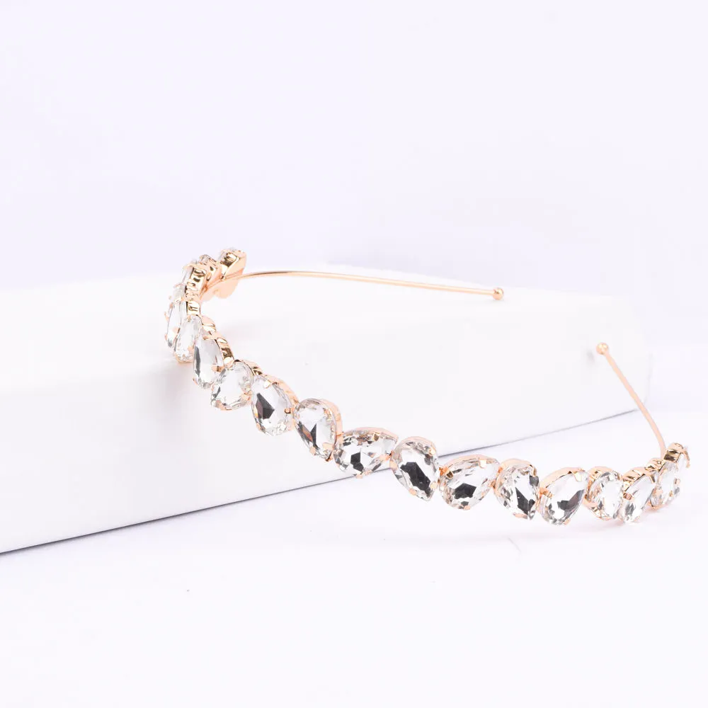 Ferosh Nefertiti White Crystal Golden Hair Band