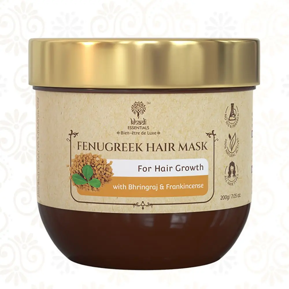 Khadi Essentials Fenugreek Hair Mask with Bhringraj and Frankincense For Hair Growth, 200gm