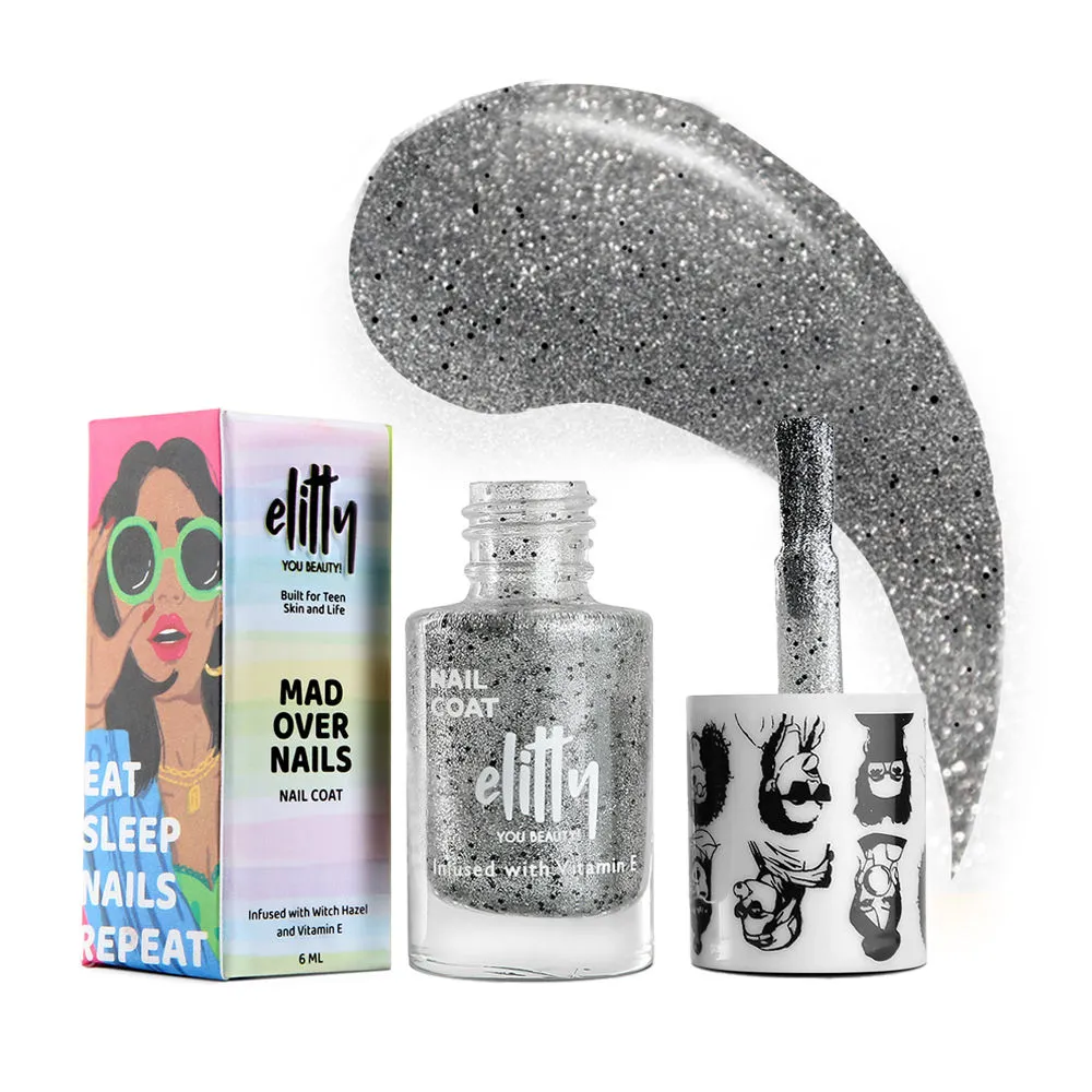 Elitty Mad Over Shimmer Nail Polish - Ice Breaker Silver