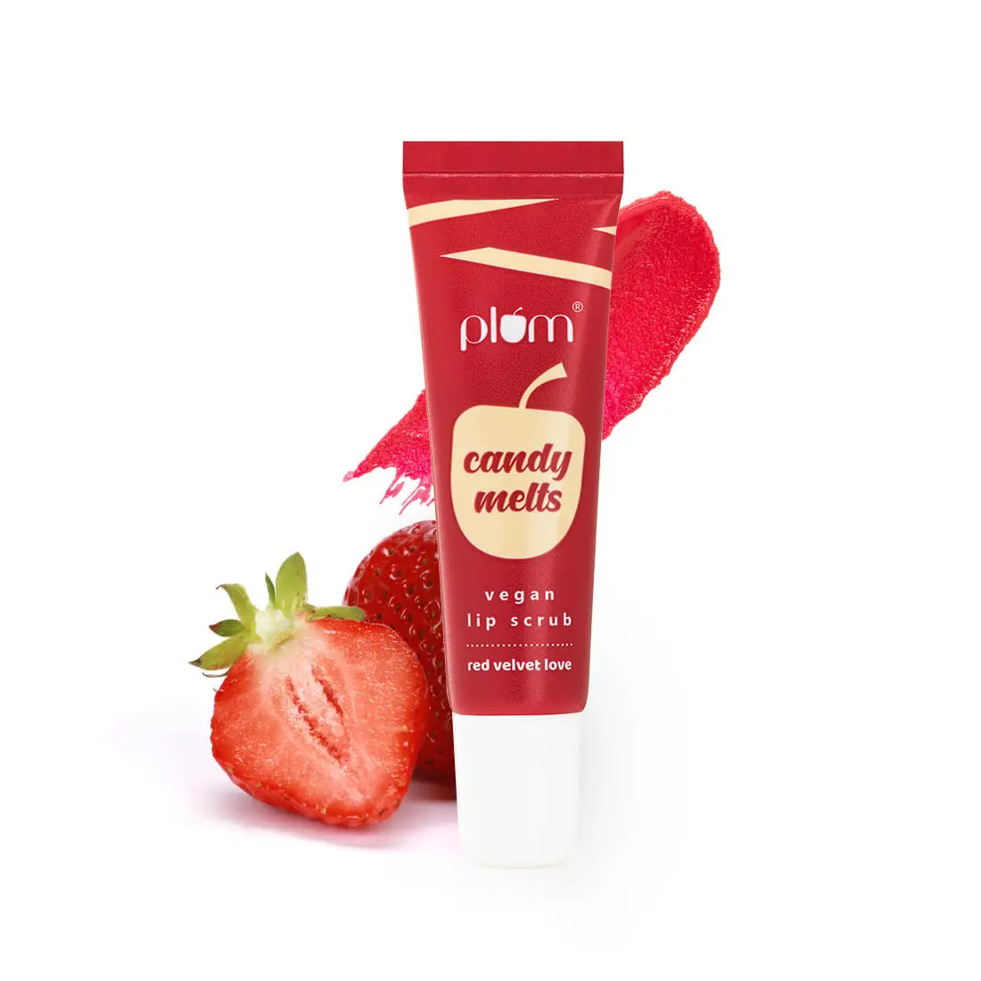 Plum Candy Melts Vegan Lip Scrub | Red Velvet Love | Heals Dry, Chapped Lips | With Plant-based Oils & Waxes | 100% Vegan | 12g
