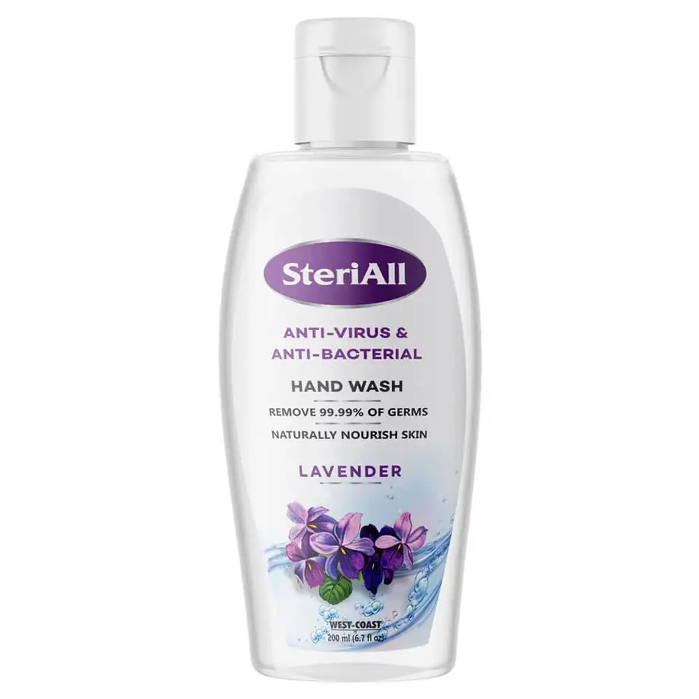 West Coast SteriAll Anti-Virus & Anti-Bacterial Hand Wash,  Lavender  200 ml  Remove 99.99% of Germs