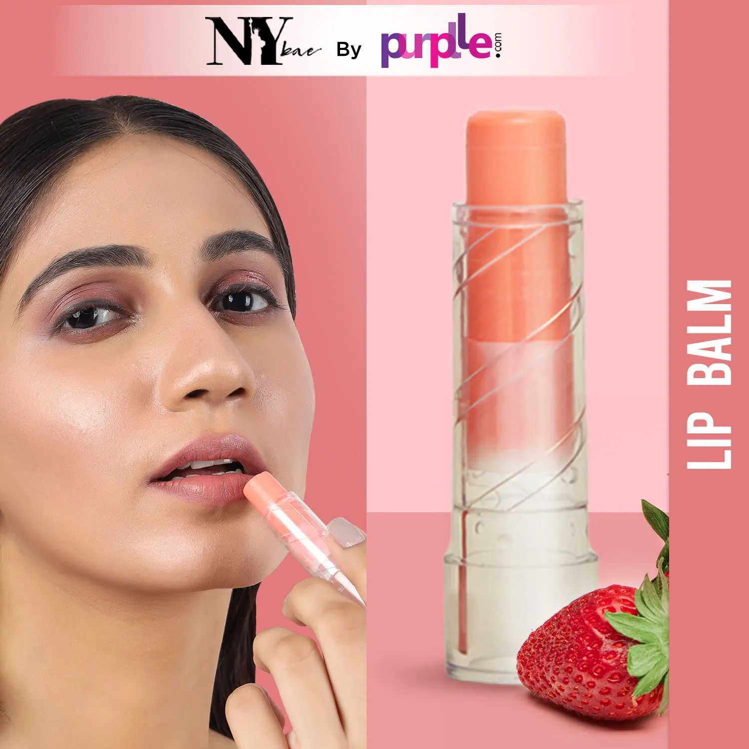 NY Bae Sweet Treats Lip Balm - Strawberry 04 (4.8 g) | Pink | Enriched with Nourishing Oils & Vitamin E | Moisturizing | Ideal For Chapped Lips | Vegan