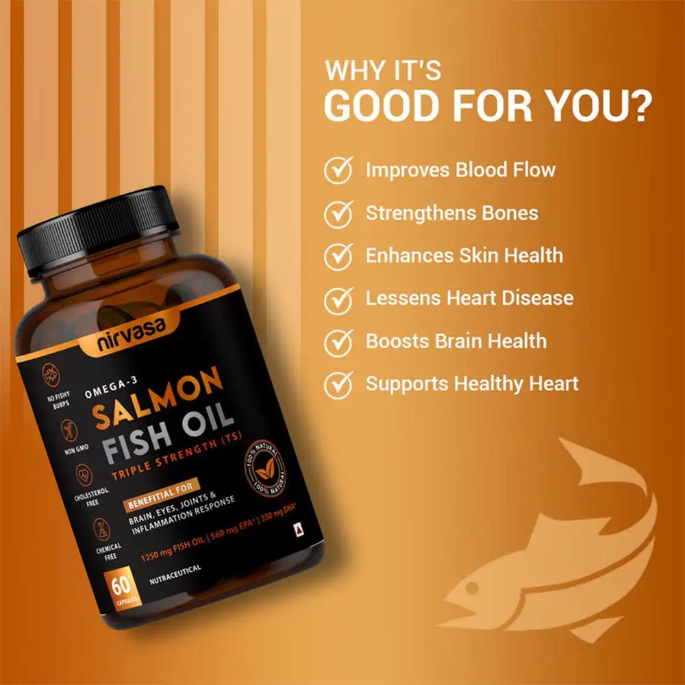 Nirvasa Salmon Fish Oil Triple Strength,  60 capsules