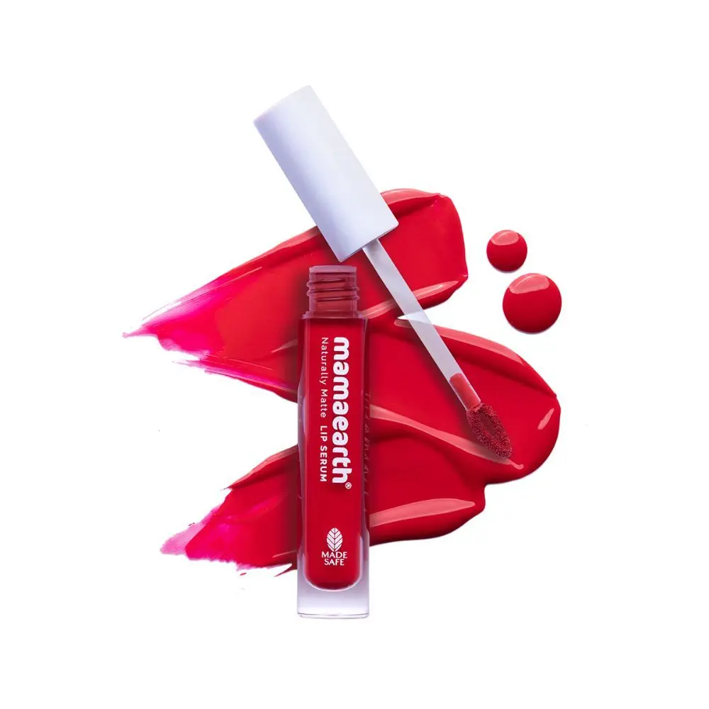 Mamaearth Naturally Matte Lip Serum - Matte Liquid Lipstick with Vitamin C & E For Upto 12 Hour Long Stay - Beet it Red - (3 ml)