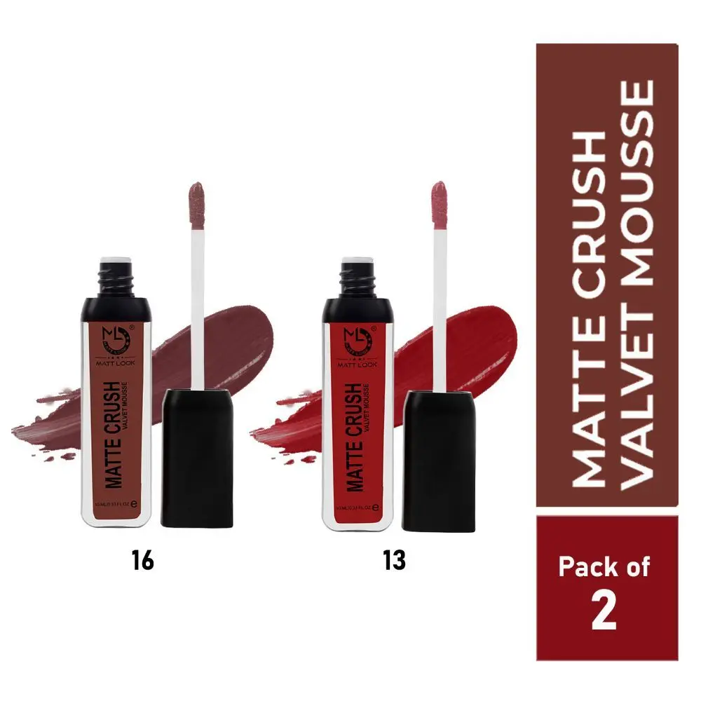 Matt look Matte Crush Velvet Mousse Lipstick, Cafe Mocha & Brazen Raisin, PO2 (20ml)