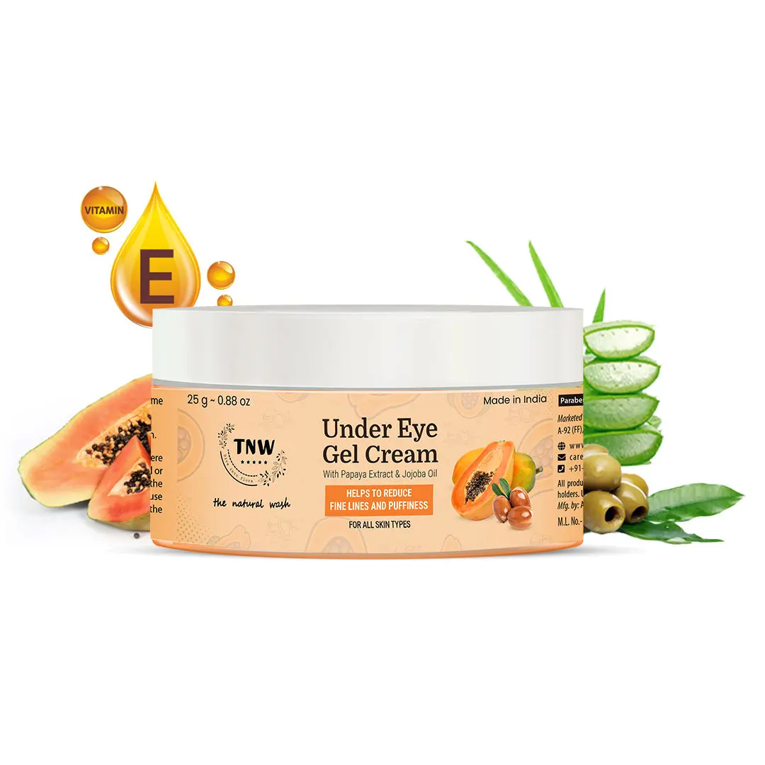 TNW - The Natural Wash Papaya Under Eye Gel Cream with Papaya and Jojoba Oil | With Aloe Vera and Vitamin E | Reduces Fine Lines and Puffiness | Reduces Dark Circles