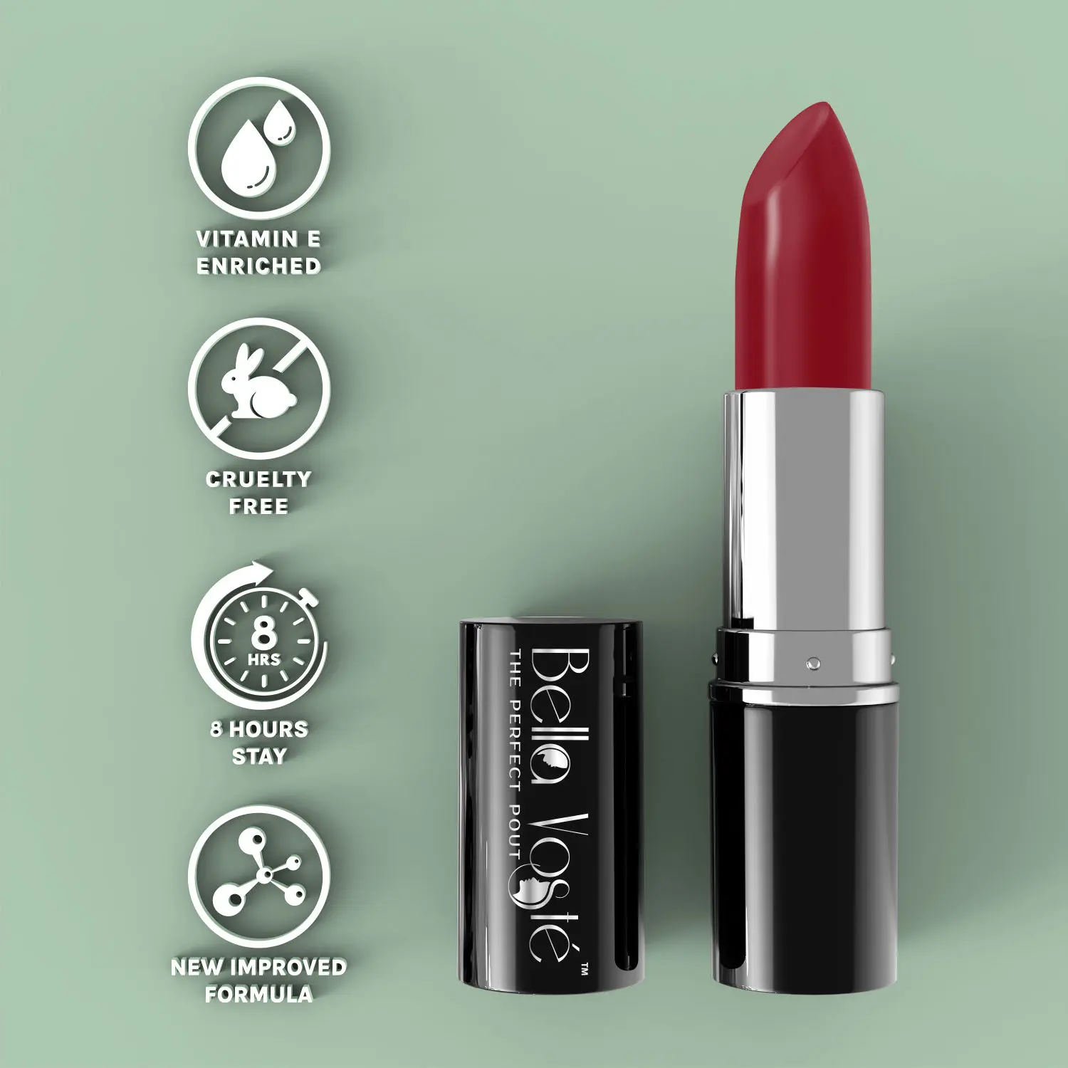 Bella Voste Sheer Creme Lust Lipstick Fiery Fox 02 (4.2 g) I Matte Finish I Cruelty Free  I Long Lasting Improved Formula I One Stroke Aplication I Highly Pigmented