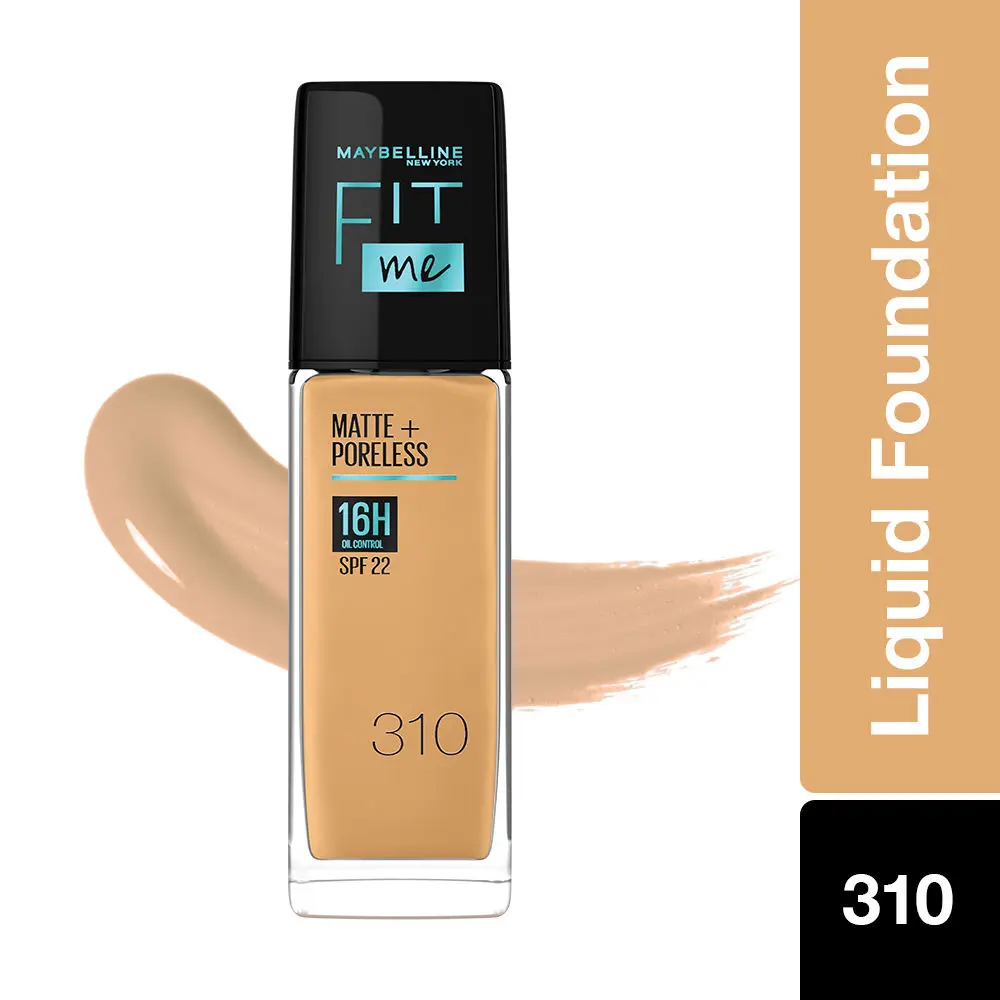 Maybelline New York Fit Me Matte+Poreless Liquid Foundation 16H Oil Control  - 310 Sun Beige, 30 ml