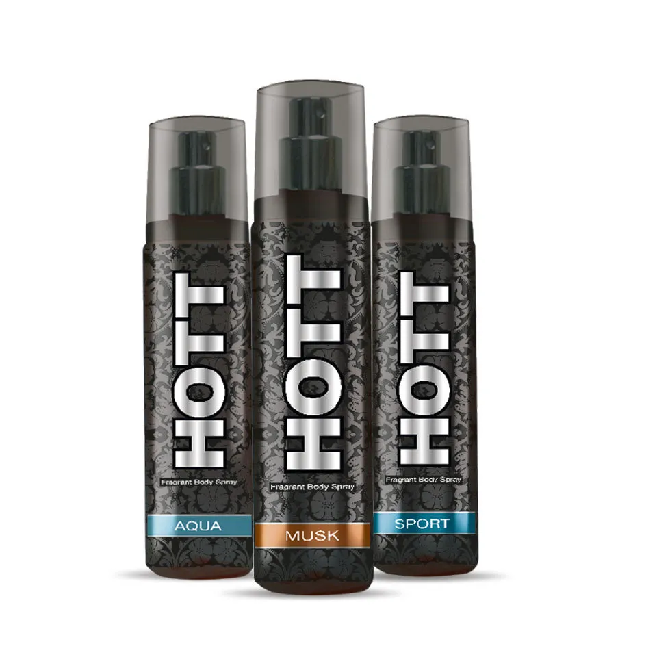 Hott Sport, Musk and Aqua Deodorant For Men (Pack of 3)