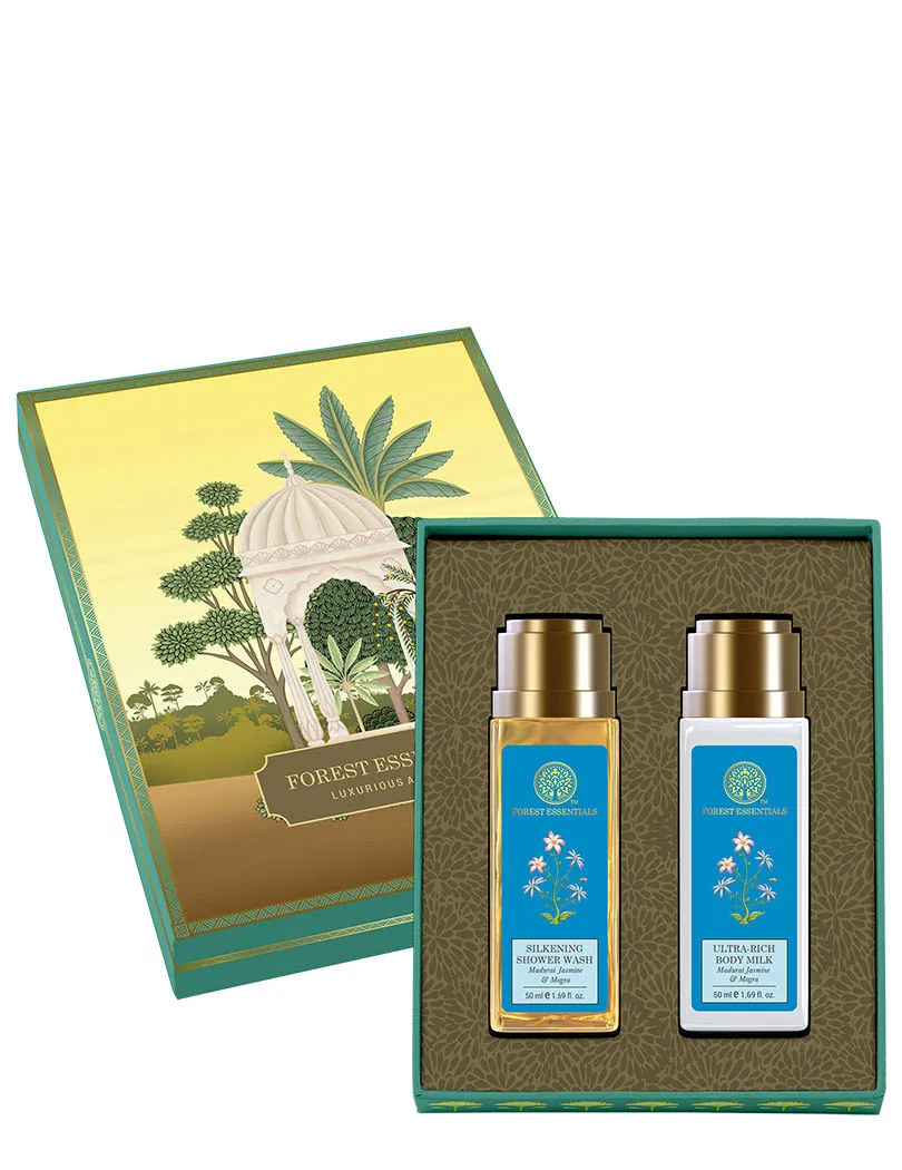 Forest Essentials Jasmine & Mogra Body Care Duo Gift Box (Body Wash + Body Lotion)