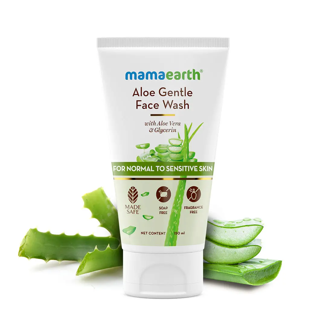 Mamaearth Aloe Gentle Face Wash with Aloe Vera & Glycerin for Sensitive Skin, Dry to Normal Skin - 150 ml