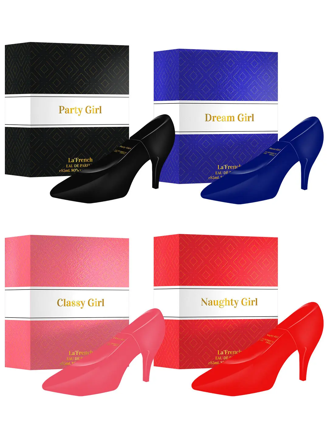 La French Party girl, Dream girl, Classy girl & Naughty girl Perfume, 100ml Each (Pack of 4)