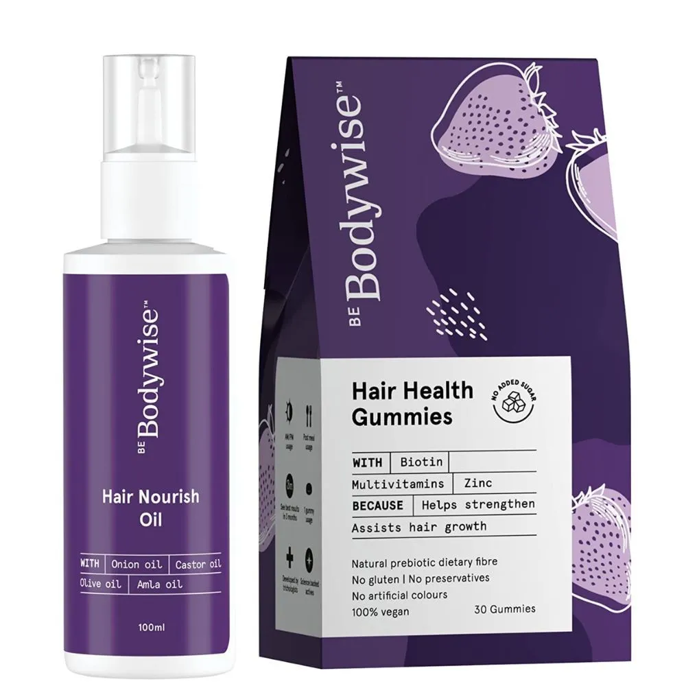 Be Bodywise Biotin Hair Gummies With Nourish Hair Scalp Oil