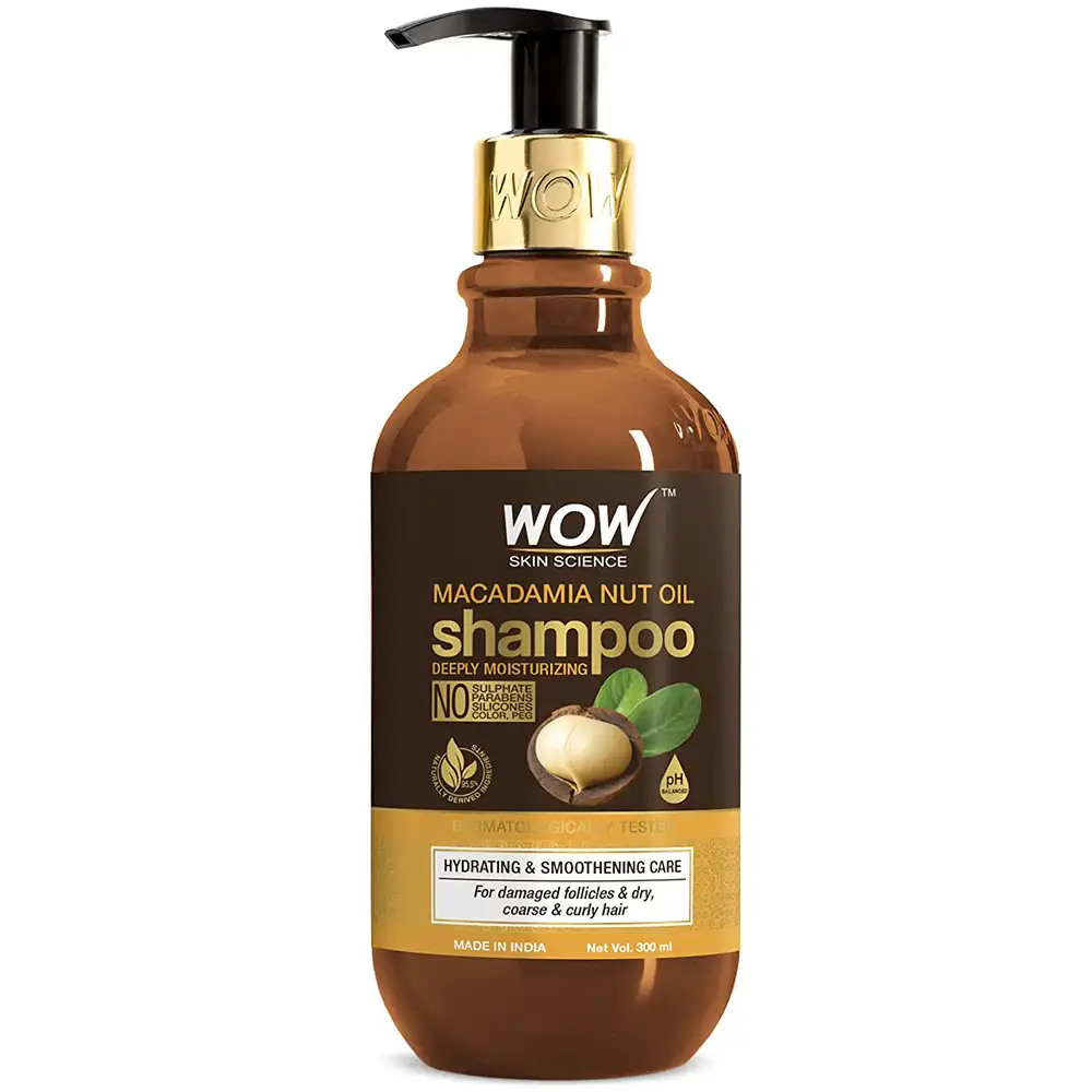 WOW Skin Science Macadamia Nut Oil Shampoo,  300 ml  for Damaged Follicles & Dry Coarse Hair