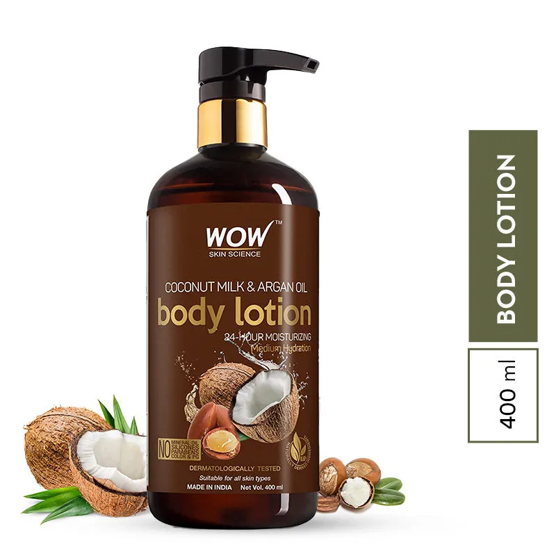 WOW Skin Science Coconut Milk & Argan Oil Body Lotion - No Mineral Oil, Parabens