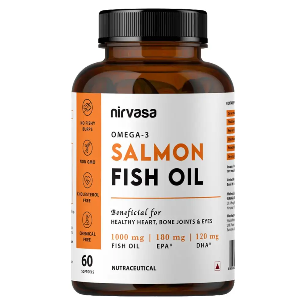 Nirvasa Omega-3 Salmon Fish Oil (Pack of 2),  60 softgels