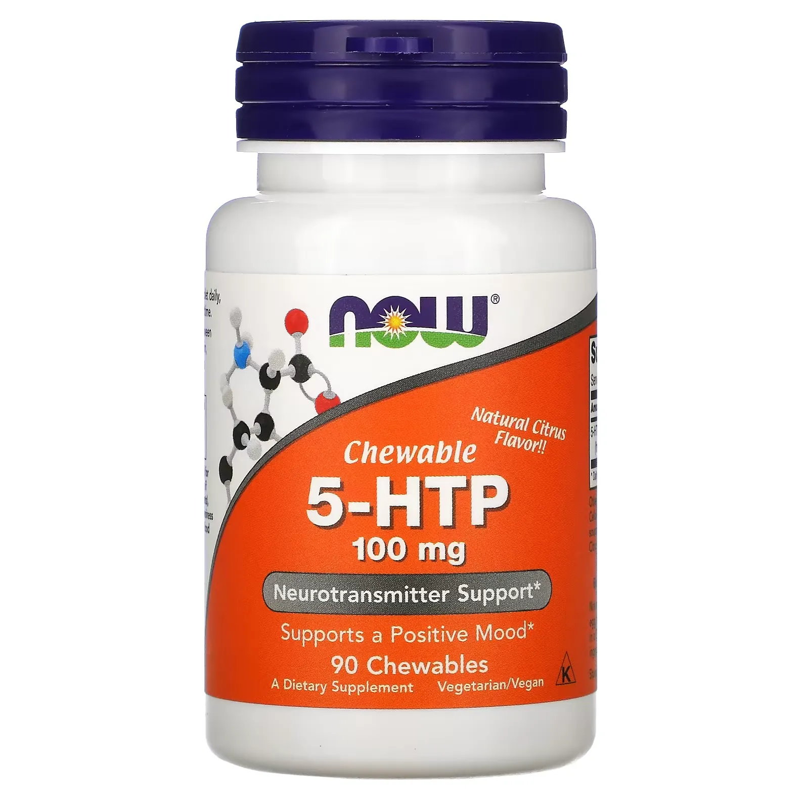 5-HTP, Natural Citrus Flavor, 100 mg, 90 Chewables