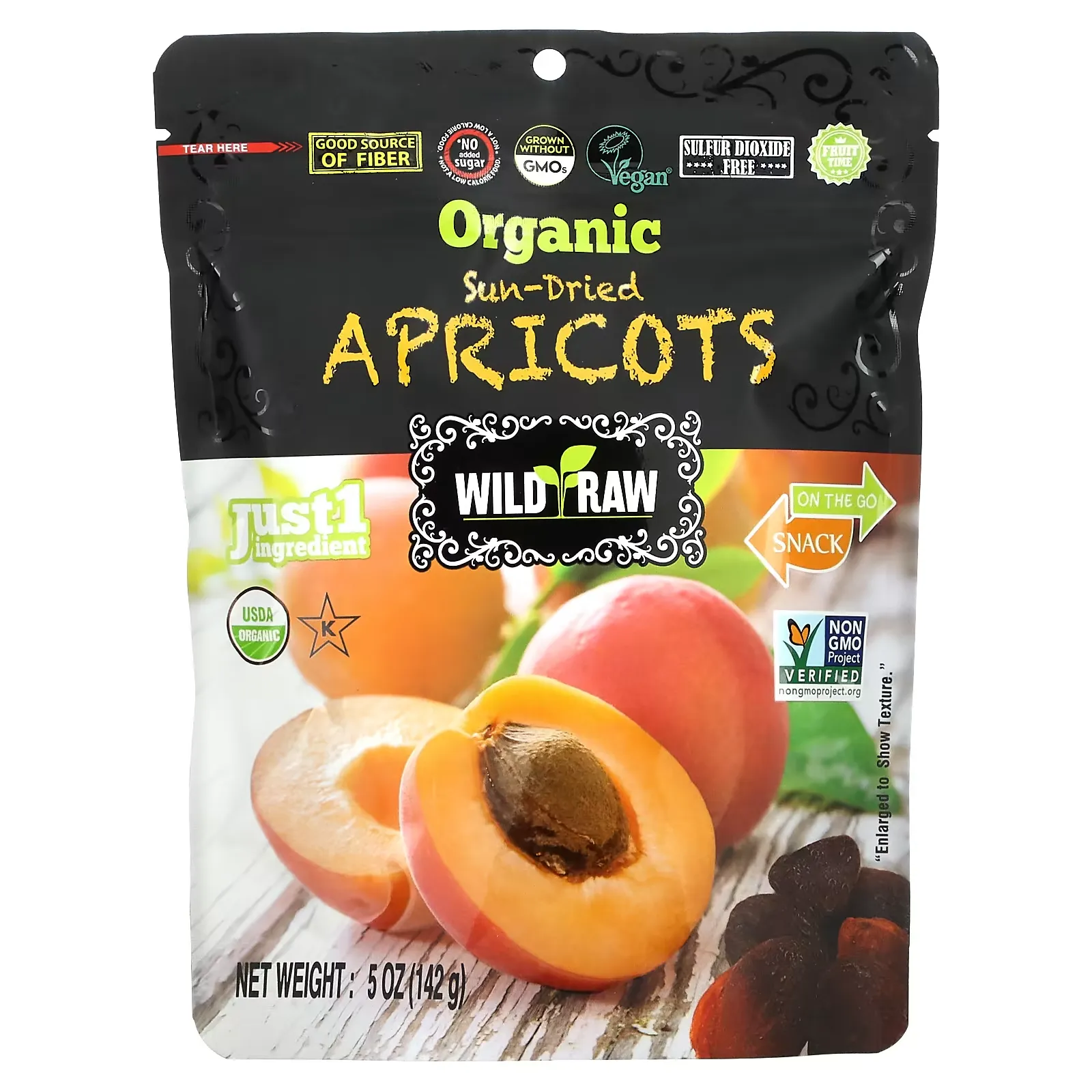 Wild & Raw, Organic Sun-Dried Apricots, 5 oz (142 g)