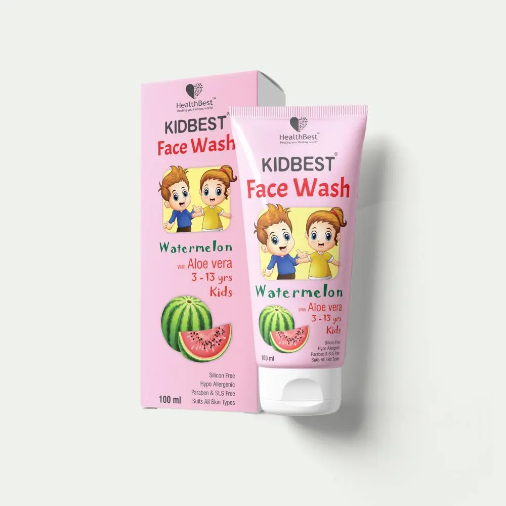 HealthBest Kidbest Facewash for Kids | Normal Skin, Sensitive Skin & Dry Skin | Tear, Paraben, SLS free | Watermelon Flavor | 100ml