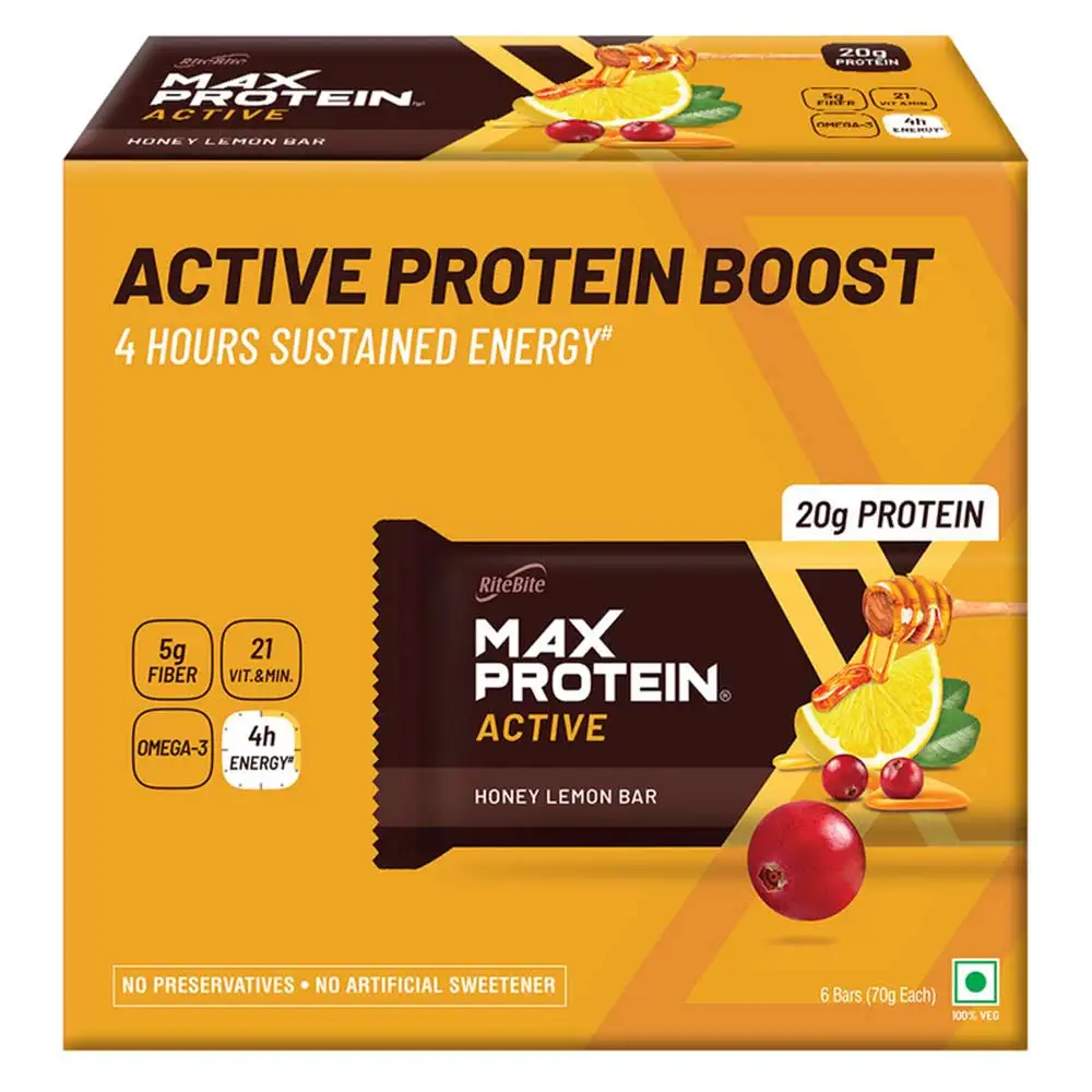 RiteBite Max Protein Active Bar (20g Protein),  6 bar(s)  Honey Lemon