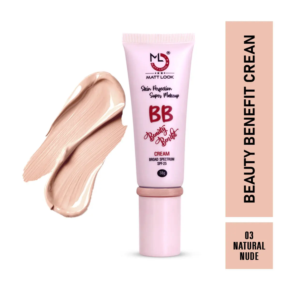 Mattlook Skin Perfection Super Makeup BB Beauty Benefit Cream SPF 25  Lightweight Facial Moisturizer  Glow Moisturizer ,Smooths skin Texture, Gives even skin tone - Natural Nude (38gm)