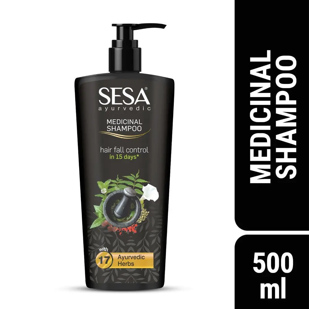 Sesa Ayurvedic Medicinal Shampoo - Hair Fall Control in 15 days - Bhringraj & 17 Herbs - NO Parabens (500 ml)