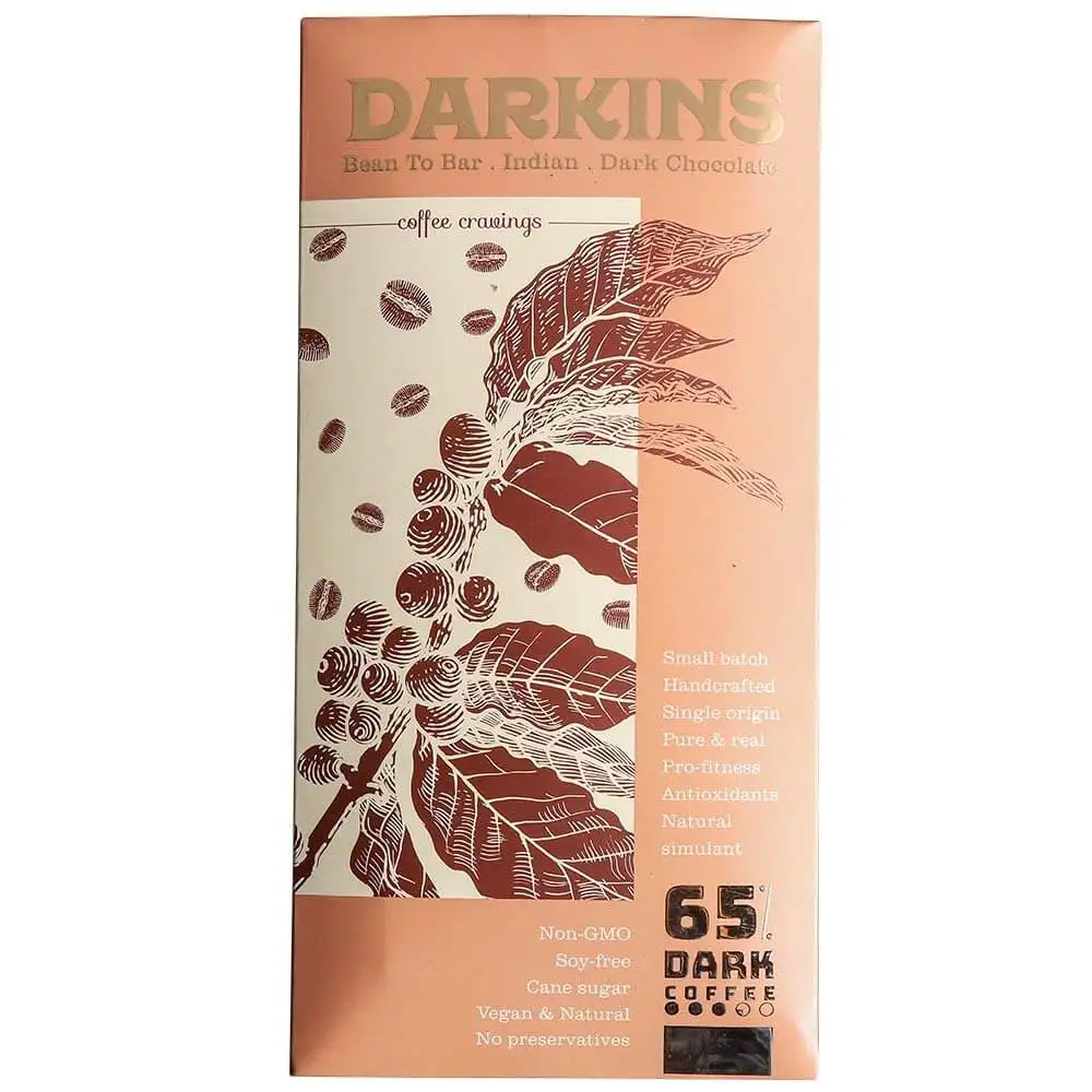 Darkins 65% Dark Chocolate (7.6g Protein),  1 bar(s)  Coffee