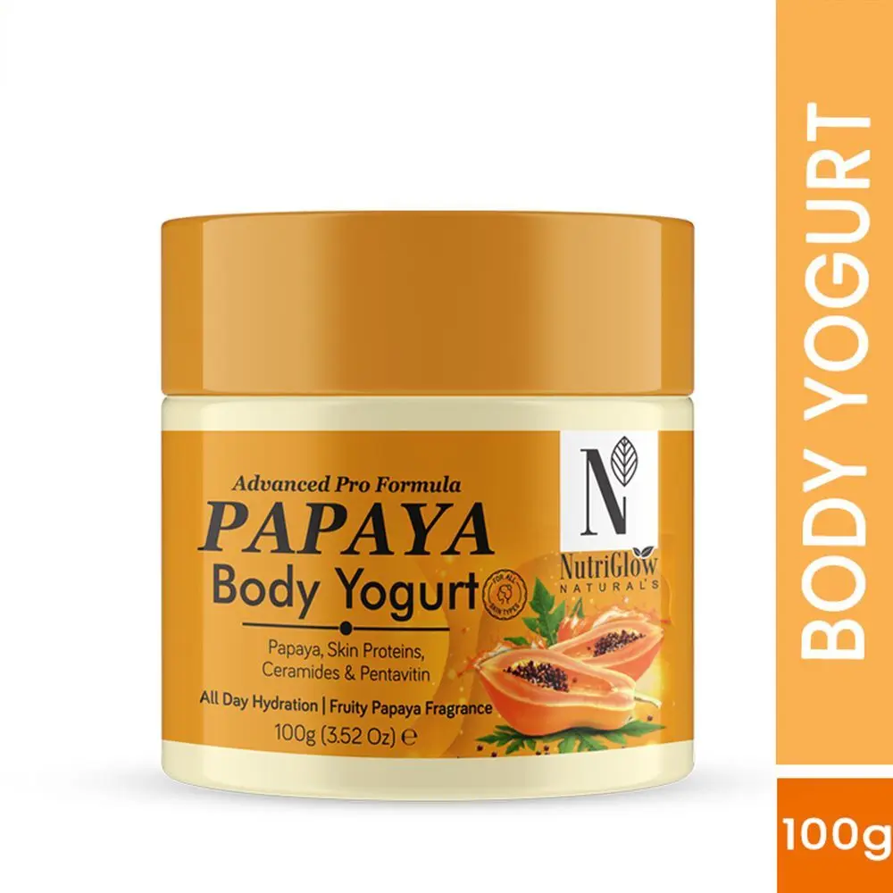 NutriGlow NATURAL'S Advanced Pro Formula Papaya Body Yogurt for Deep Hydration, Smooth Skin For Men and Women, 100gm