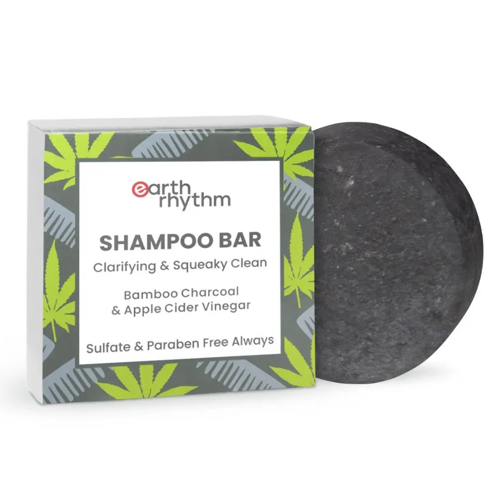 Earth Rhythm Apple Cider Vinegar & Charcoal Shampoo Bar |Clarifying & Squeaky Clean | Sulfate & paraben Free always| Without Tin - 80 G