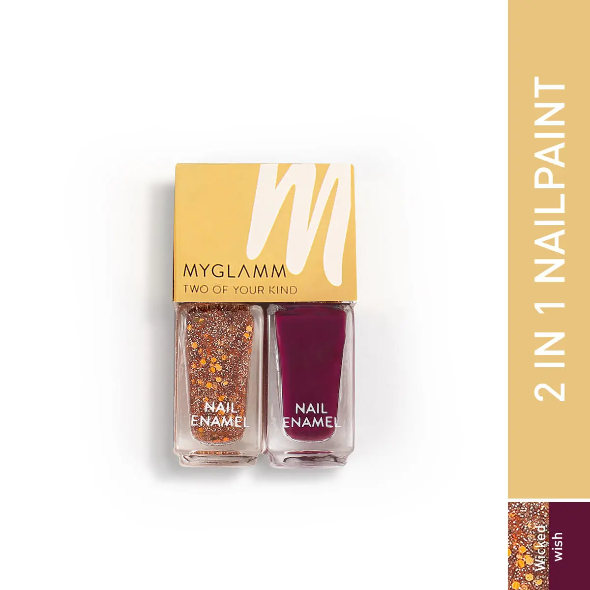 MyGlamm Two Of Your Kind Nail Enamel Duo Glitter Collection-Wicked Wish-2x5ml